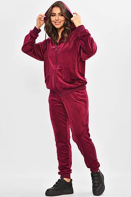 Спортивний костюм жіночий велюр бордового кольору 207122T Безкоштовна доставка