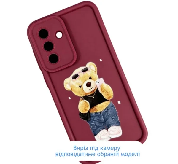 Чохол-накладка Infinity SiliconTeddy Bear Case для iPhone 16 Pro Bordeaux, фото 1