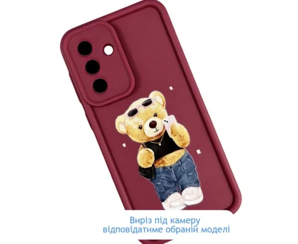 Чохол-накладка Infinity SiliconTeddy Bear Case для iPhone 15 Pro Max Bordeaux, фото 1