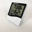 Міні-цифровий гігрометр HTC-1, Термогігрометр будильник метеостанція, Бездротовий прилад EQ-96, фото 2