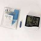 Міні-цифровий гігрометр HTC-1, Термогігрометр будильник метеостанція, Бездротовий прилад EQ-96, фото 7