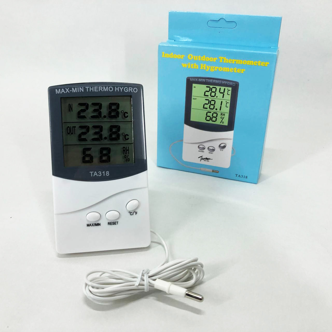 Настільний годинник із термометром і датчиком вологості TA 318, Термометр повітря домашній гігрометр NV-33, фото 1