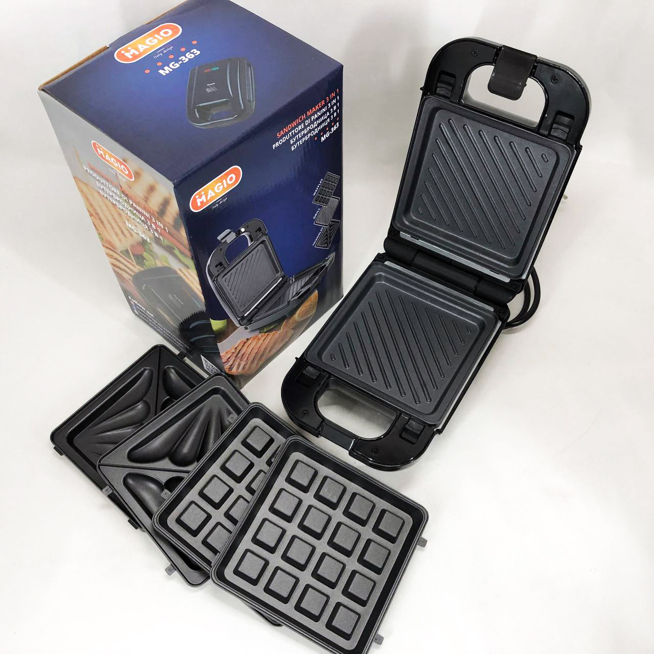 Вафельниця для м'яких вафель Magio MG-363 570 Вт, Гриль електричний, Бутербродниця знімні пластини LF-90, фото 1