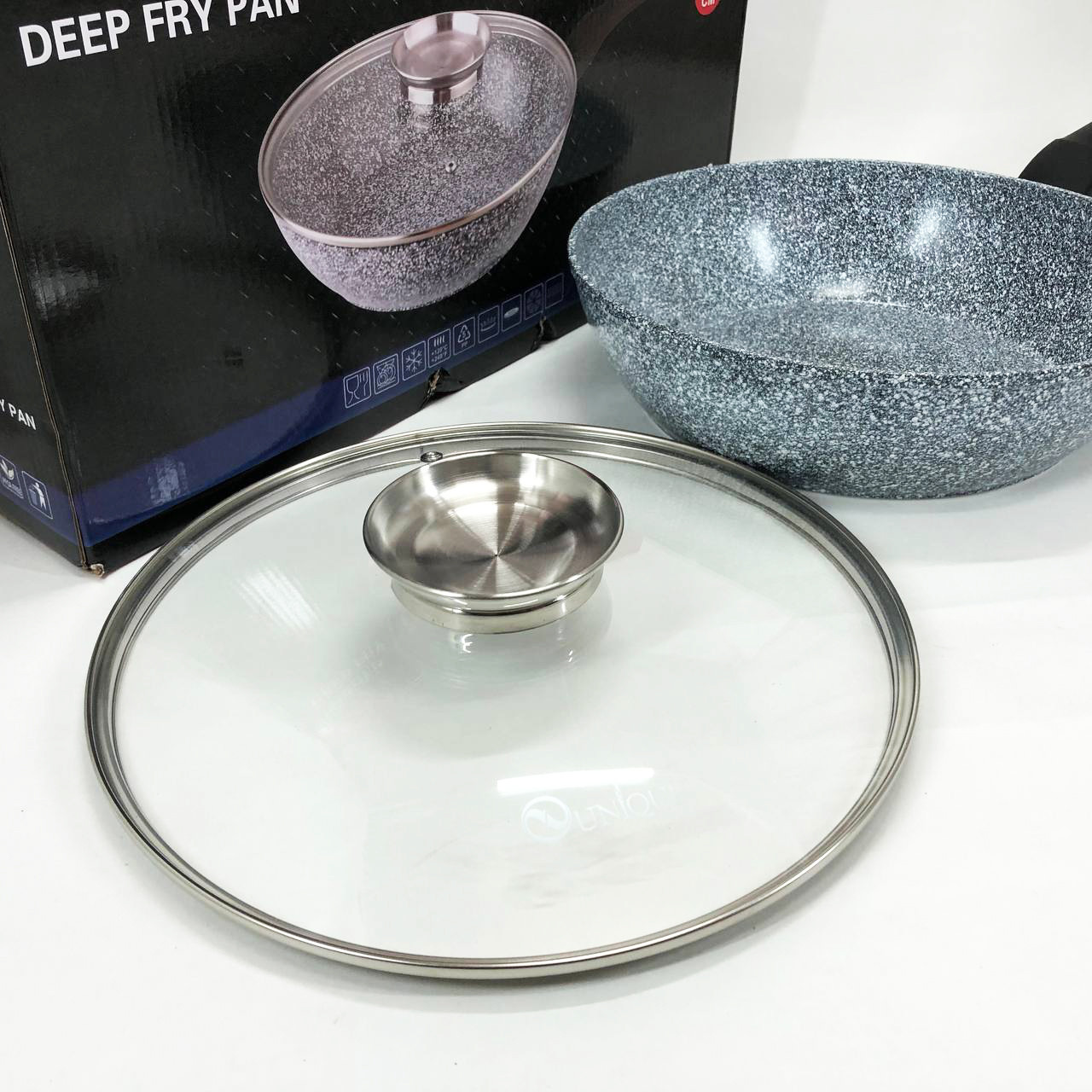 Міцна сковорідка з антипригарним покриттям UNIQUE, Сковорода глибока для дому, Сковороди без масла WC-26, фото 1