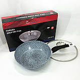 Міцна сковорідка з антипригарним покриттям UNIQUE, Сковорода глибока для дому, Сковороди без масла WC-26, фото 2