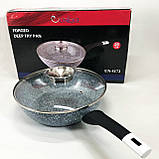 Міцна сковорідка з антипригарним покриттям UNIQUE, Сковорода глибока для дому, Сковороди без масла WC-26, фото 4