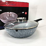 Міцна сковорідка з антипригарним покриттям UNIQUE, Сковорода глибока для дому, Сковороди без масла WC-26, фото 5