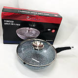 Міцна сковорідка з антипригарним покриттям UNIQUE, Сковорода глибока для дому, Сковороди без масла WC-26, фото 7