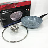 Міцна сковорідка з антипригарним покриттям UNIQUE, Сковорода глибока для дому, Сковороди без масла WC-26, фото 8