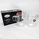 Скляні чашки з подвійними стінками набір 2шт Con, Прозорі чашки з подвійними стінками LU-65, фото 10