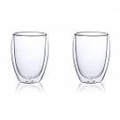 Скляні чашки з подвійними стінками набір 2шт Con, Прозорі чашки з подвійними стінками LU-65, фото 6