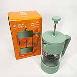 Френч-прес для приготування кави в офісі, Стильний скляний заварювальний чайник, Френч-преси зі скла AU-11, фото 6