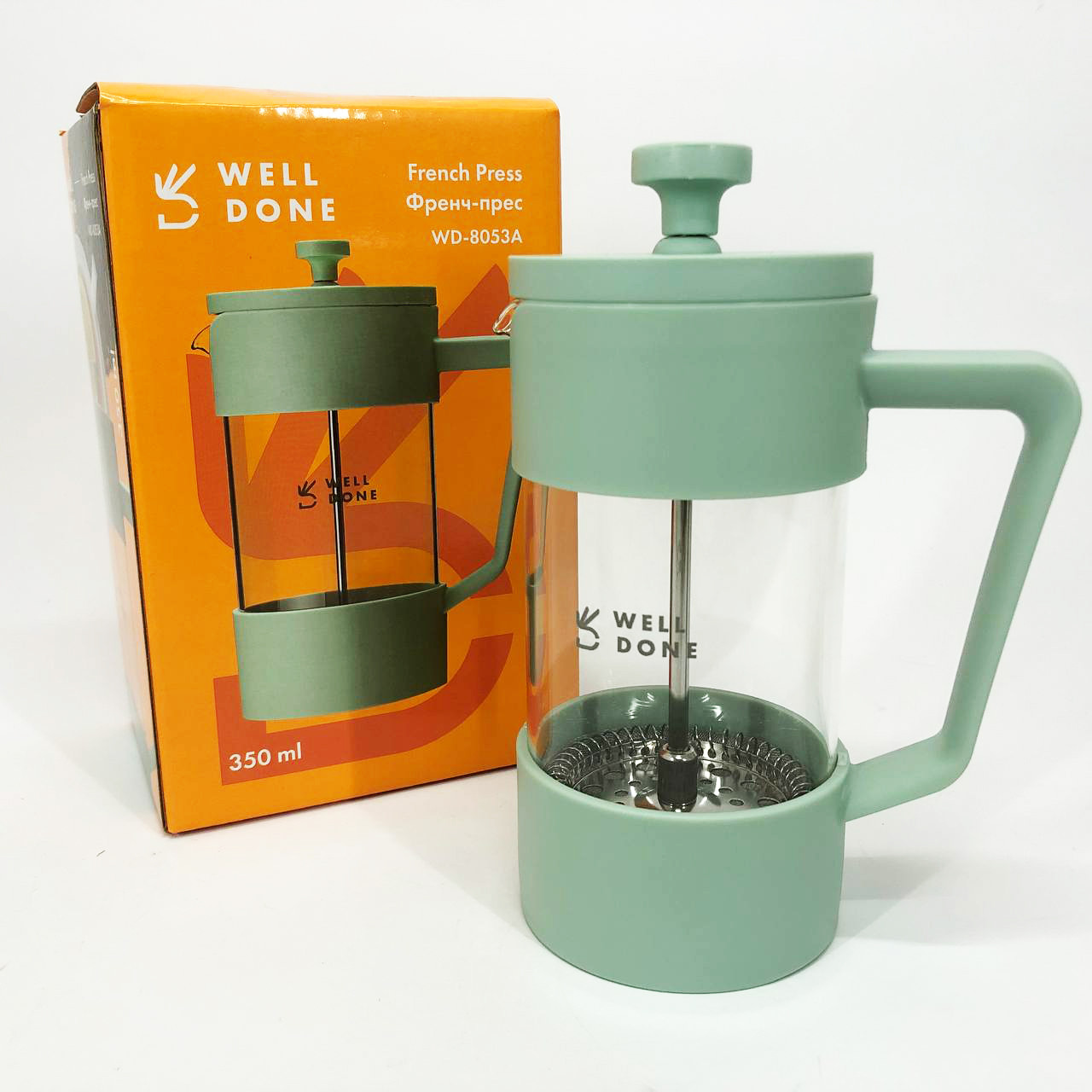 Френч-прес для приготування кави в офісі, Стильний скляний заварювальний чайник, Френч-преси зі скла AU-11, фото 1