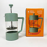 Френч-прес для приготування кави в офісі, Стильний скляний заварювальний чайник, Френч-преси зі скла AU-11, фото 2