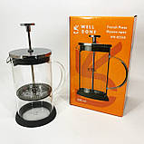 Стильний френч-прес для чаю та кави, Френч-прес для дому та офісу, Чайник зі скляним заварником NH-77, фото 8
