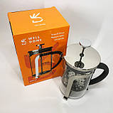Френч-прес з якісного матеріалу Well Done WD-8018B 800 мл, Стильний чайник для заварювання BG-32, фото 4