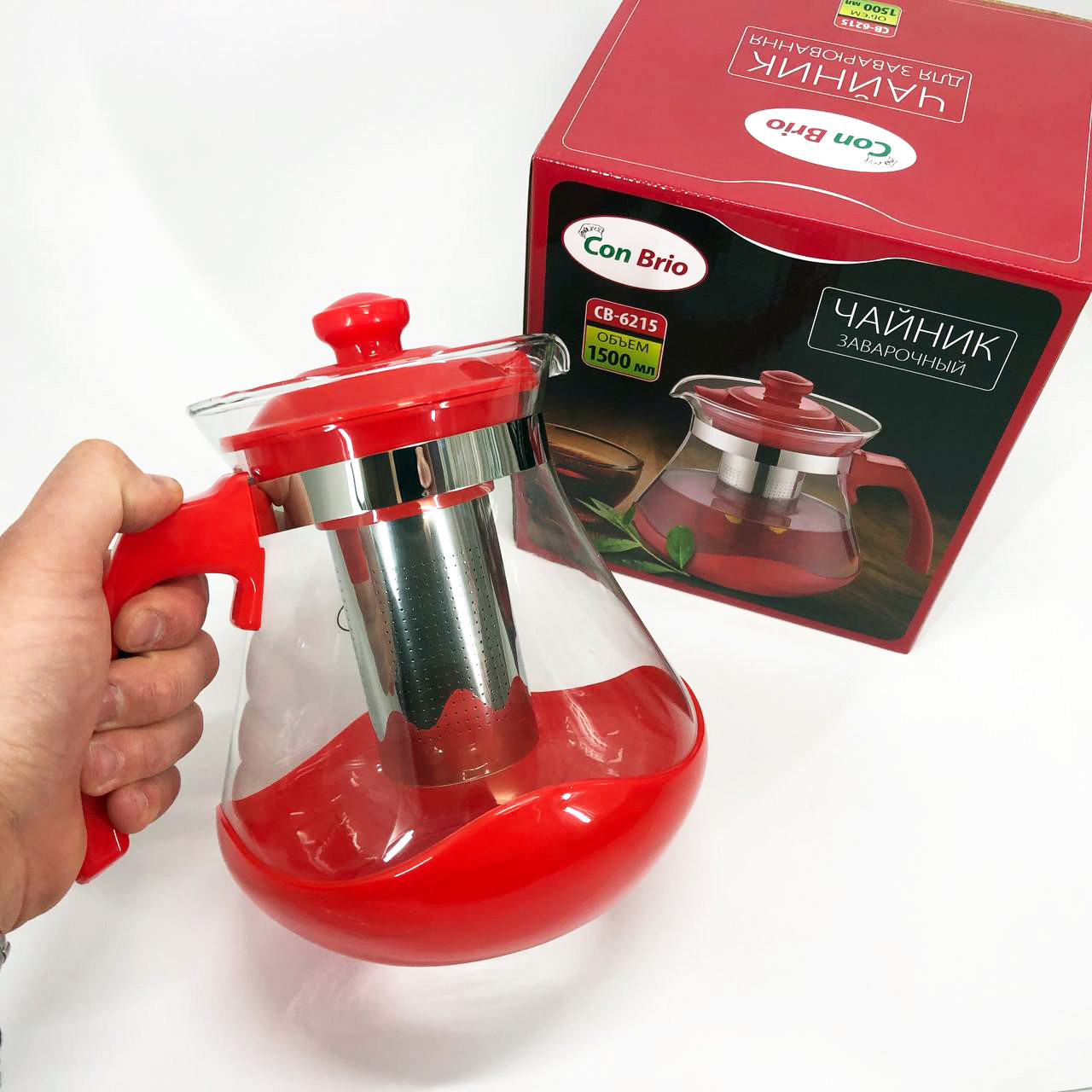 Заварник прозорий Con, Зручний чайник для заварювання зі скла з ситом, Красивий заварник ZQ-48, фото 1