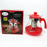 Заварник прозорий Con, Зручний чайник для заварювання зі скла з ситом, Красивий заварник ZQ-48, фото 9