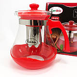 Заварник прозорий Con, Зручний чайник для заварювання зі скла з ситом, Красивий заварник ZQ-48, фото 7