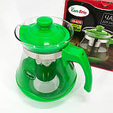 Скляний заварний чайник для чаю чайники, Заварний чайник скляний з ручкою, Заварник для кухні HZ-14, фото 9