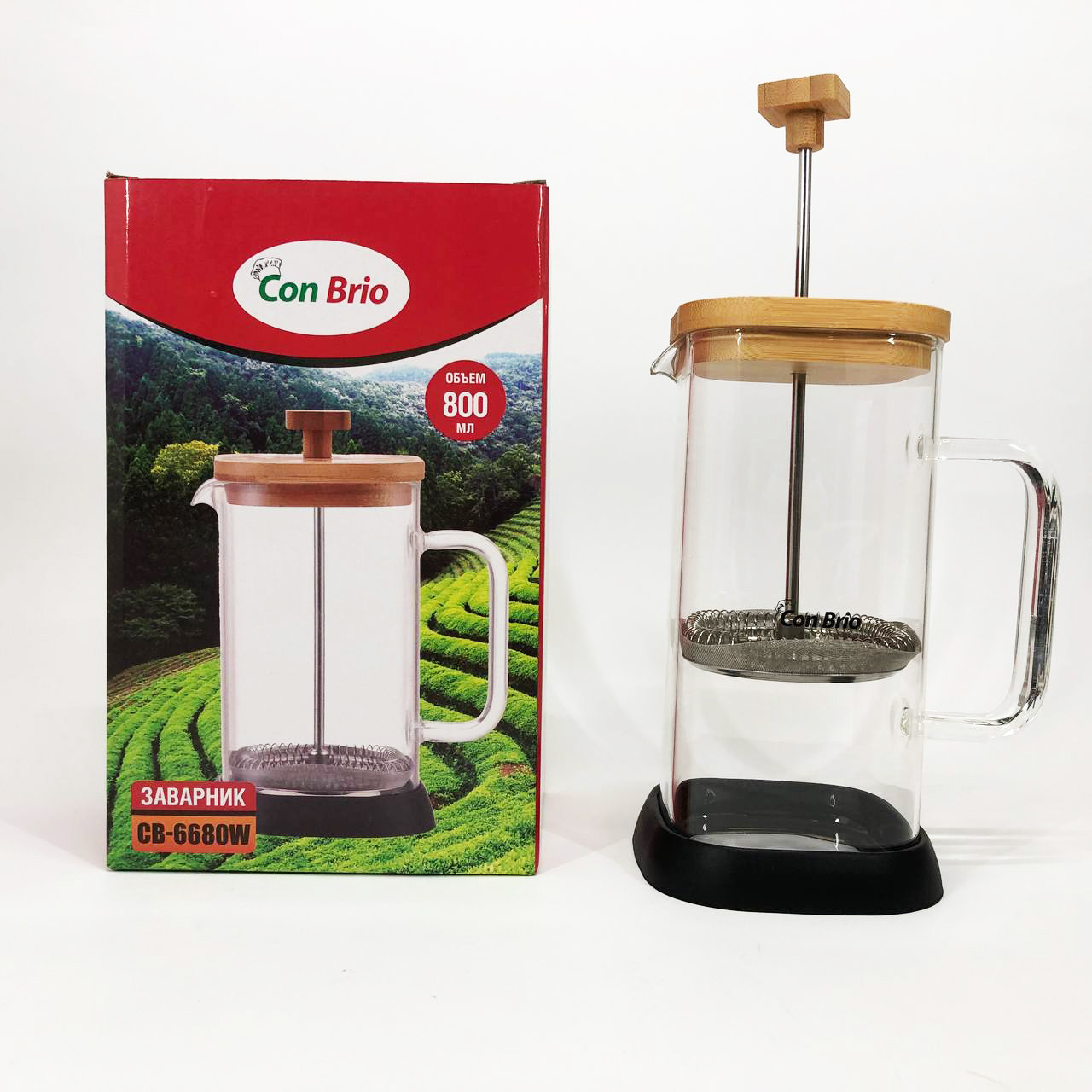 Чайник заварювальний френч прес Con Brio CB-6680W 800 мл, Френчпрес для кави, Чайник прес для чаю TI-87, фото 1