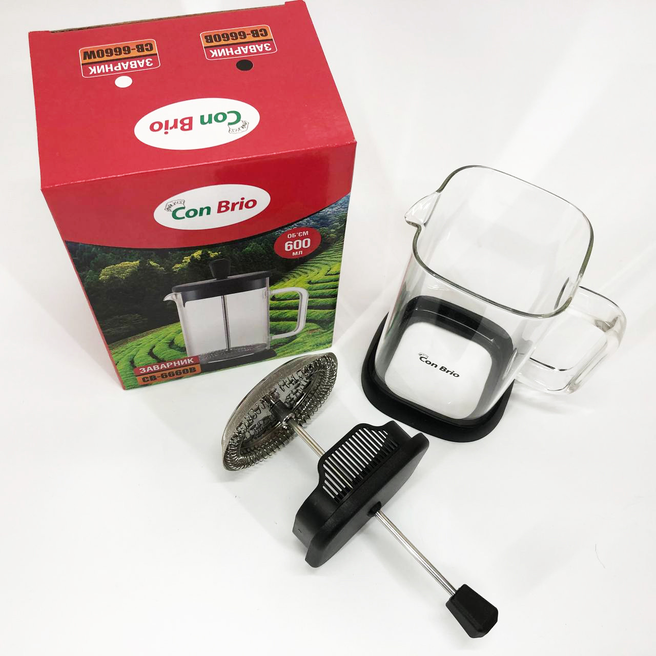 Домашній френч-прес Con Brio 600 мл CB-6660B, Френч-прес для кави до кавоварки, Красивий заварник EO-78, фото 1