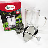 Френч-прес для приготування чаю Con, Скляний чайник для кави та чаю Френч-прес кафе KA-75, фото 5