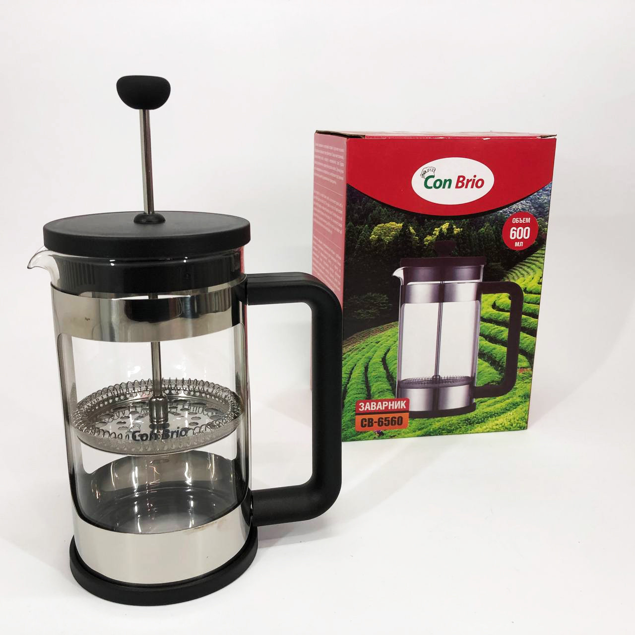 Ручний френч прес для чаю Con Brio CB-6560 600 мл, Міцний френч-прес з нержавіючої сталі XV-81, фото 1