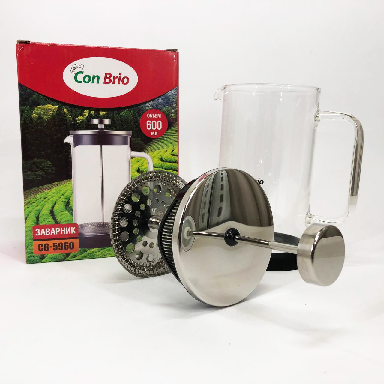 Френч-прес для дому та офісу Con Brio СВ-5960 600 мл, Стильний чайник для заварювання SR-76, фото 1