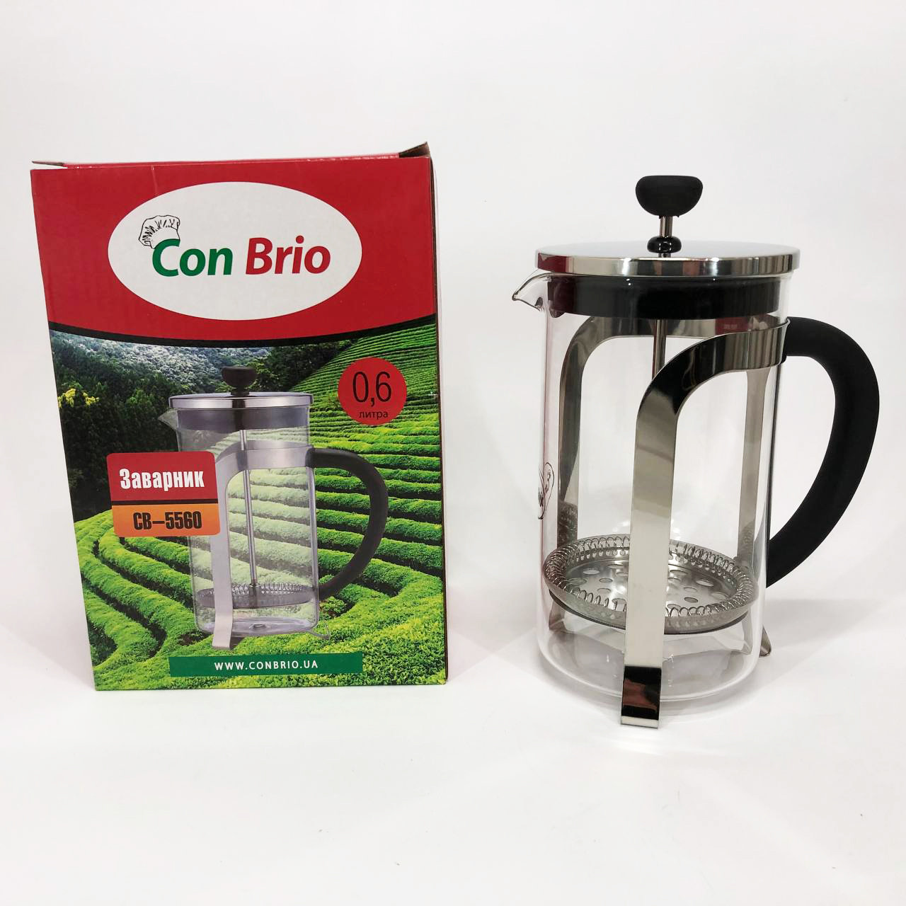 Зручний чайник для заварювання зі скла з ситом, Заварник скляний з пресом, Френч-прес для дому та офісу ZH-35, фото 1