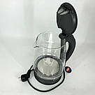 Скляний електрочайник для кухні, Електрочайник з вбудованим елементом нагріву, Тихий електричний чайник XT-94, фото 3