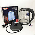 Скляний електрочайник для кухні, Електрочайник з вбудованим елементом нагріву, Тихий електричний чайник XT-94, фото 5