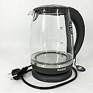 Скляний електрочайник для кухні, Електрочайник з вбудованим елементом нагріву, Тихий електричний чайник XT-94, фото 2