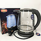 Скляний електрочайник для кухні, Електрочайник з вбудованим елементом нагріву, Тихий електричний чайник XT-94, фото 8