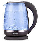 Скляний електрочайник для кухні, Електрочайник з вбудованим елементом нагріву, Тихий електричний чайник XT-94, фото 6