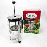 Заварний скляний чайник, Чайники для заварки, Френч-прес з силіконовим кільцем, Френчпрес для кави YO-87, фото 4