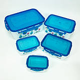 Набір контейнерів UNIQUE UN-1514 5шт. Колір: блакитний AS-48, фото 2