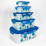 Набір контейнерів UNIQUE UN-1514 5шт. Колір: блакитний AS-48, фото 4