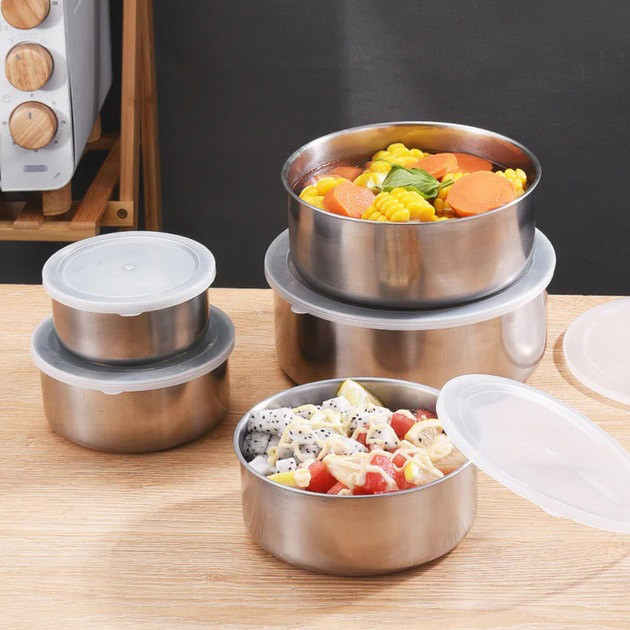 Набір харчових контейнерів Unique UN-1515 5 шт із нержавіючої сталі RF-43, фото 1