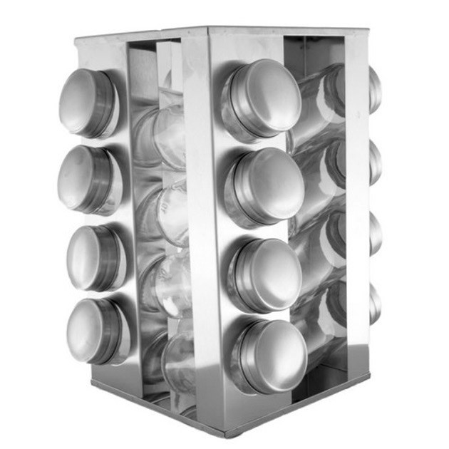 Ємності для спецій на круглій підставці UNIQUE UN-1304 16 шт, Органайзер для круп з дозатором WS-57, фото 1