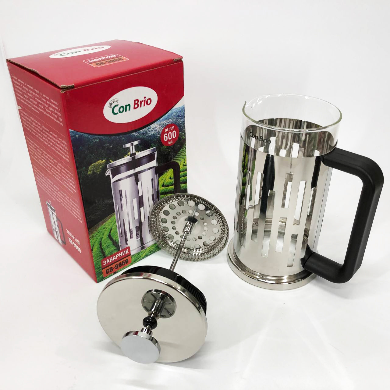 Скляний чайник для кави та чаю Brio CB-5060 600 мл, Зручний чайник для заварювання зі скла з ситом GN-33, фото 1