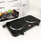 Електроплита з двома електричними конфорками, Електроплита 2 конфорки Компактна побутова PA-91, фото 4