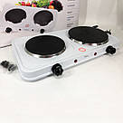 Електроплита настільна від мережі, Електрична плита на дві конфорки для столу, Варильна настільна плита AR-61, фото 4