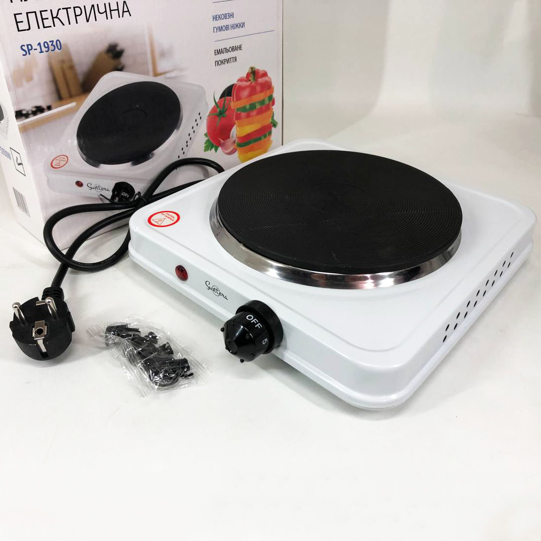 Портативна плита електро Suntera, Плита для приготування їжі, Компактна побутова електроплита VO-13, фото 1