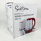 Тихий побутовий чайник Suntera EKB-322B 1500 Вт 1.8 Л, Чайник скляний з підсвічуванням CE-39, фото 2