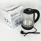 Тихий побутовий чайник Suntera EKB-322B 1500 Вт 1.8 Л, Чайник скляний з підсвічуванням CE-39, фото 3