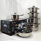 Набір каструль преміум UNIQUE UN-5037 12шт, Набір якісних каструль хорошої якості CJ-54, фото 10