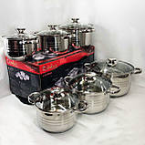 Набір високих каструль UNIQUE UN-5035, Набір каструль з антипригарним покриттям Якісний RF-33, фото 4