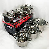 Набір високих каструль UNIQUE UN-5035, Набір каструль з антипригарним покриттям Якісний RF-33, фото 3