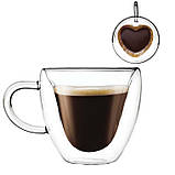 Скляні чайні чашки з подвійними стінками, Склянка з подвійним дном для кафе, Подвійна склянка для кави VM-36, фото 2